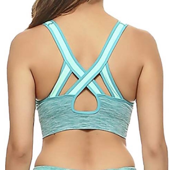 Yelete | Aqua Ombré Criss Cross Sports Bra - Picture 2 of 4